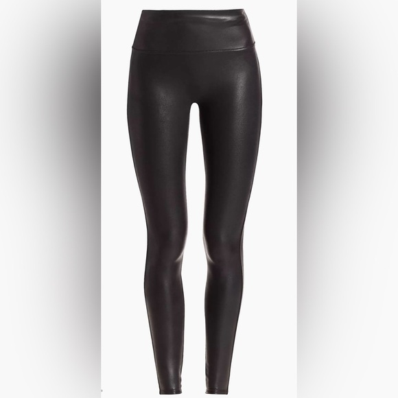 SPANX Faux Leather Black Leggings Women’s Sz M *Q26 - Picture 1 of 4